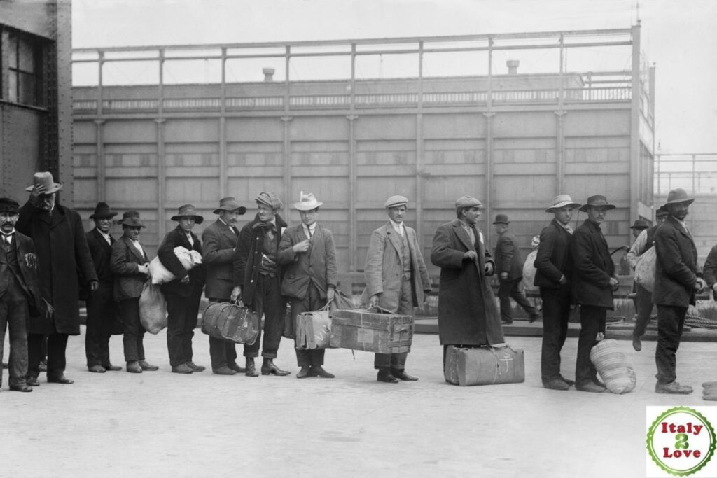 Molise Ancestry Research - Italian men await admission processing at Ellis island - Ca. 1910